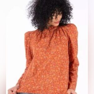 House‎ of Harlow 1960 Orange Floral Blouse
